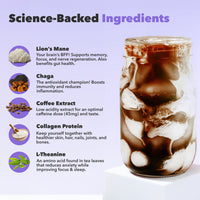30 Servings Mushroom Coffee with science-backed ingredients - Lions Mane, Chaga, Coffee Extract, Collagen and L-Theanine